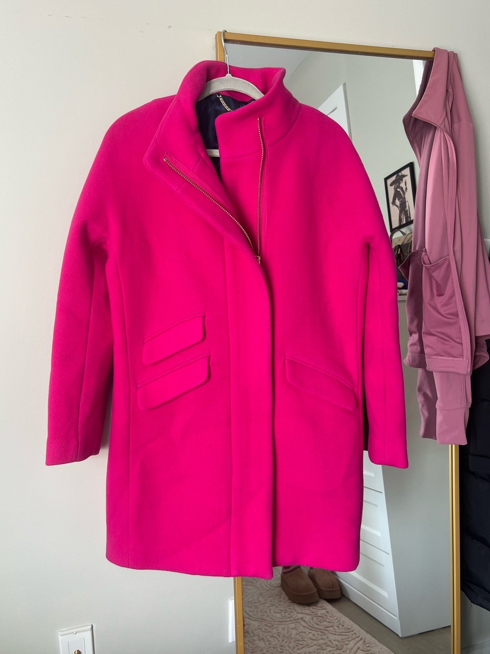 JCrew Stadium Cocoon Women's Hot Pink Coat